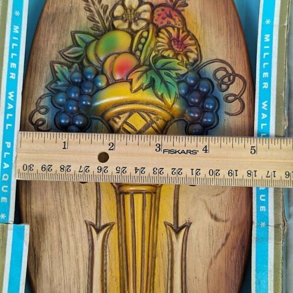 Vintage Miller Wall Plaque Hand Painted Fruit Oval Wall Hanging Home Decor NWT - Picture 5 of 6